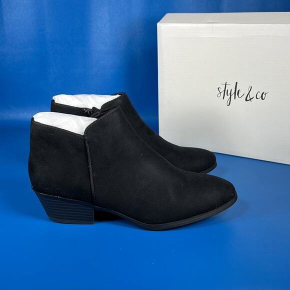 Syle & Co Wiley Faux Suede Booties - Black - 6 - New in box - Picture 3 of 8